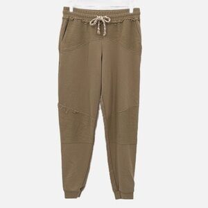 Fate French Terry Cotton Raw Edge Jogger Pants in Tan - Size Medium